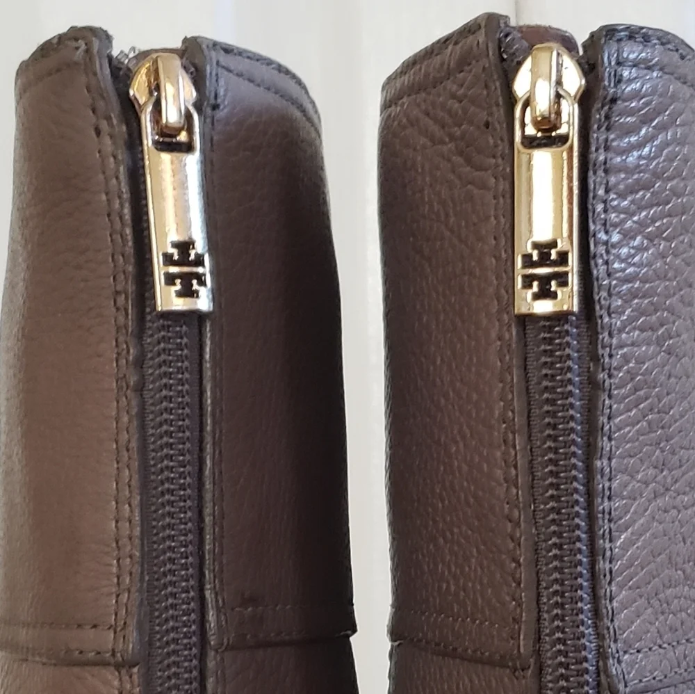 TORY BURCH JENNA BOOTS TUMBLE LEATHER EUC
